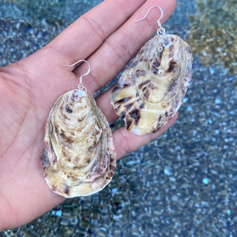 Handmade Bolinas Oyster Shell Earrings